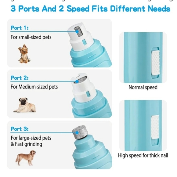 Dog Nail Grinder 2-Speed - Rechargeable Pet Nail Trimmer - Picture 4 of 9